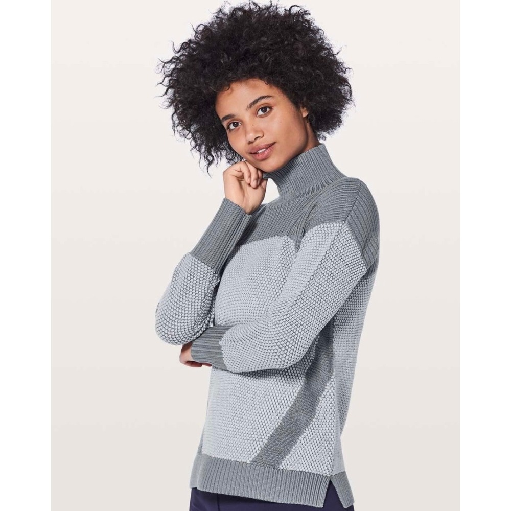 Lululemon‎ Warm & Restore 100% Wool High Neck Sweater Magnet Grey Starlight 2